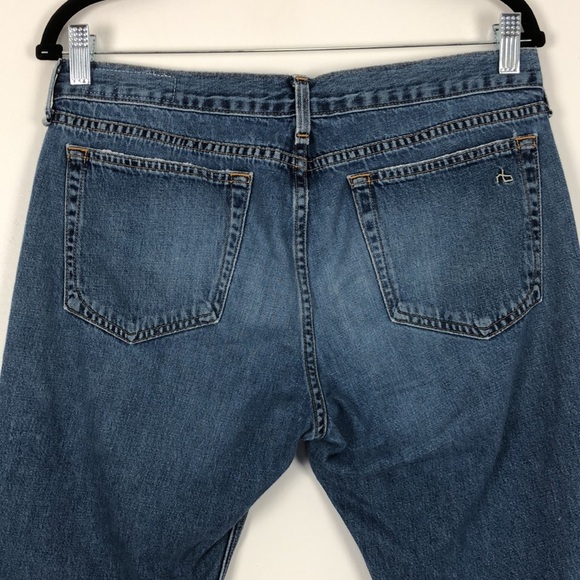 Rag & Bone blue distressed boyfriend 5 pocket raw hem jeans Size 27 - Picture 7 of 9